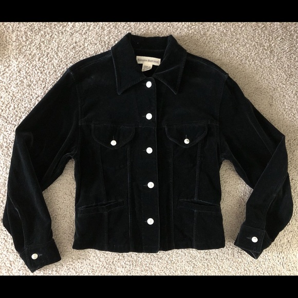 Banana Republic Velour Blazer Jacket Sz S🌹Metallic Buttons🌹98% Cotton🌹Pockets - Picture 9 of 12